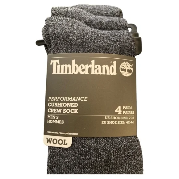 Timberland Men's Wool Cushioned Crew Socks - Dark Gray - Picture 4 of 5